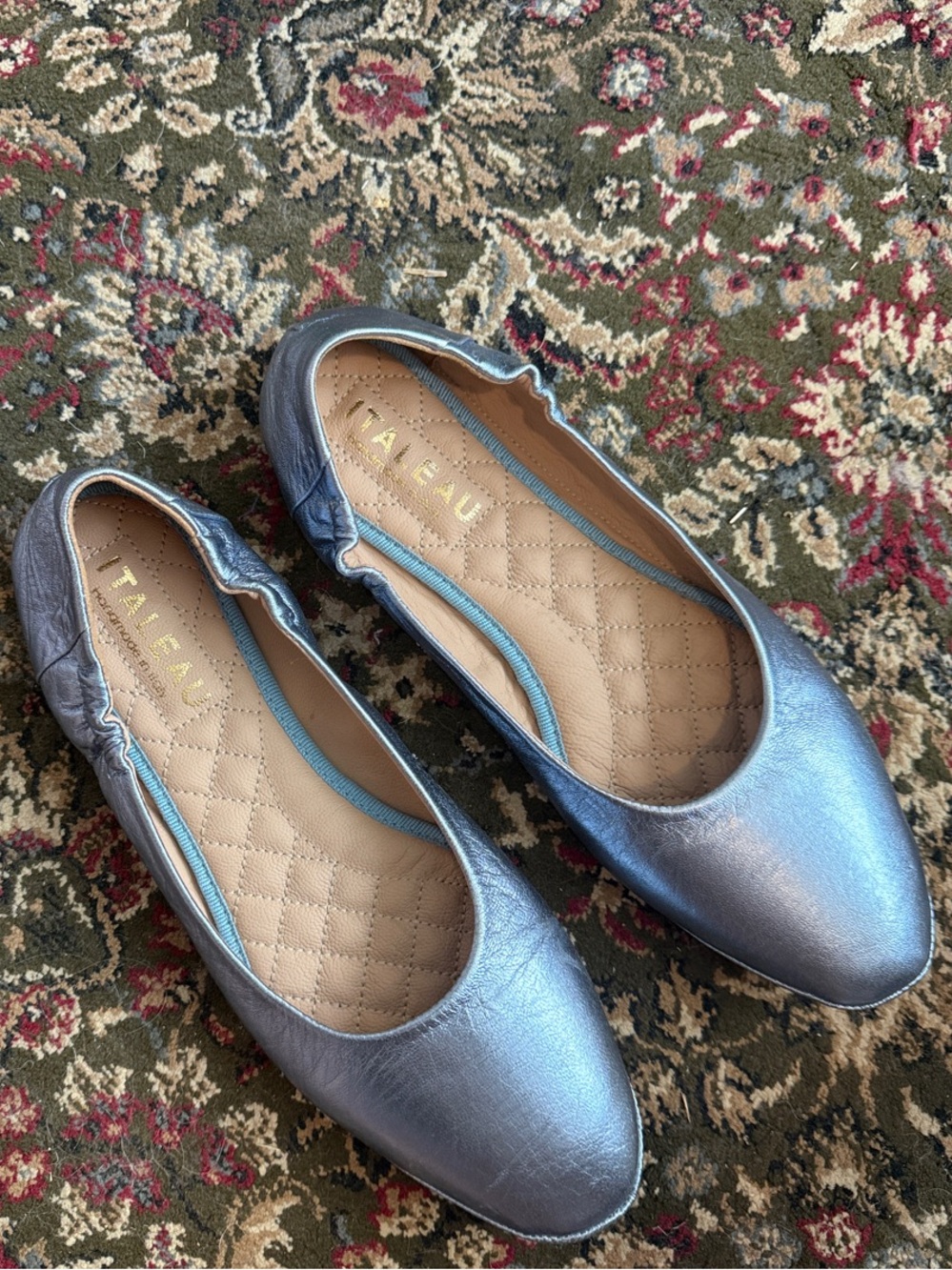 Italeau Metallic Light Blue Ballet Flats - never worn